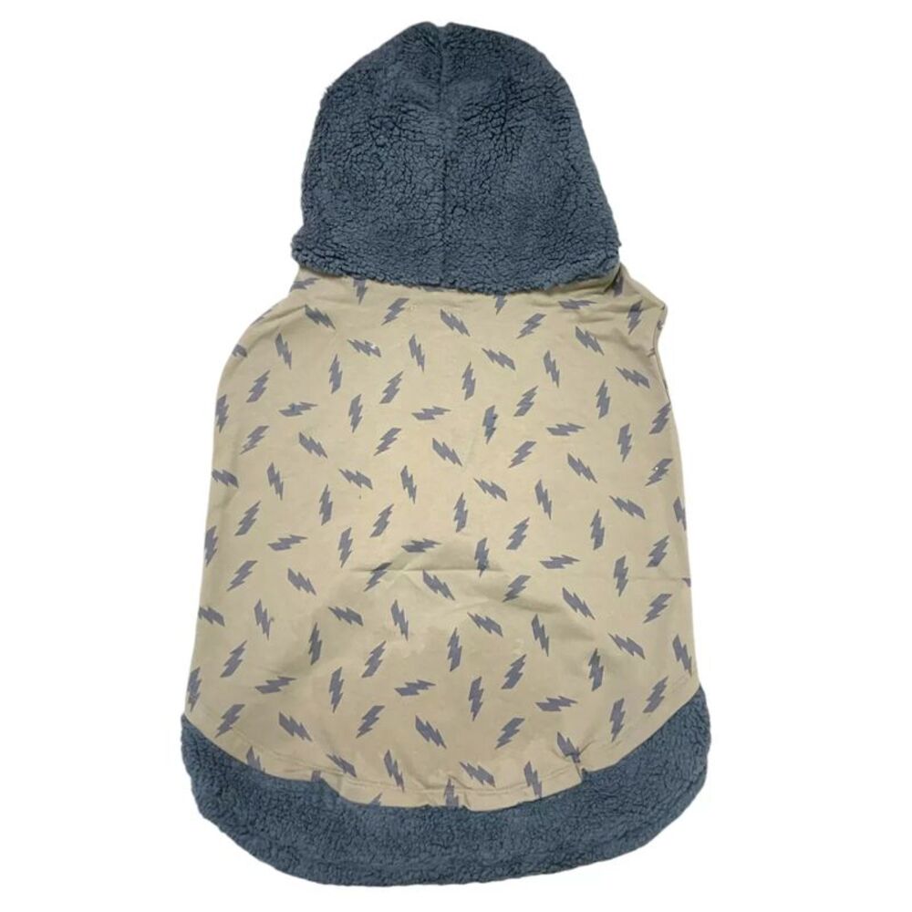 Grayson Pup Lightning Bolts Layered Dog Hoodie in Grey, XL